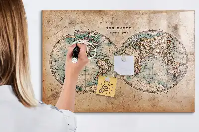Magnetic dry erase globe with world map design