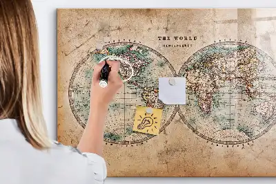 Magnetic dry erase globe with world map design