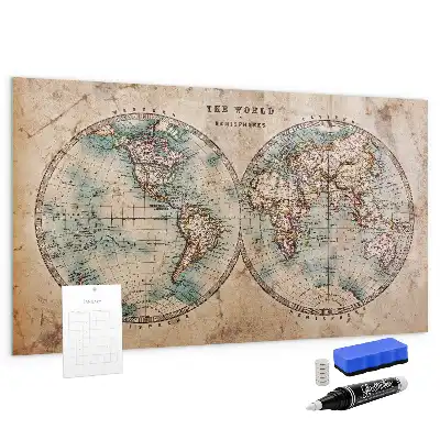 Magnetic dry erase globe with world map design
