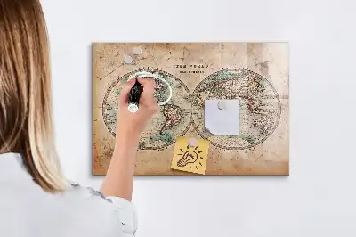 Magnetic dry erase globe with world map design