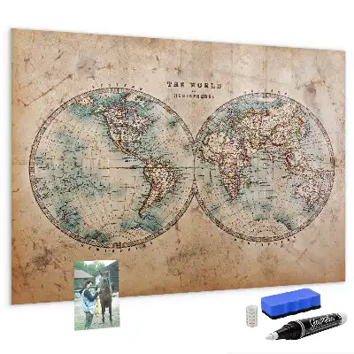 Magnetic dry erase globe with world map design