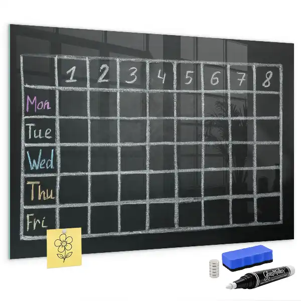 Magnetic dry erase board timetable planner