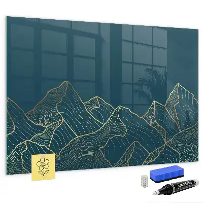 Magnetic dry erase board mountain sketch design
