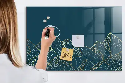 Magnetic dry erase board mountain sketch design