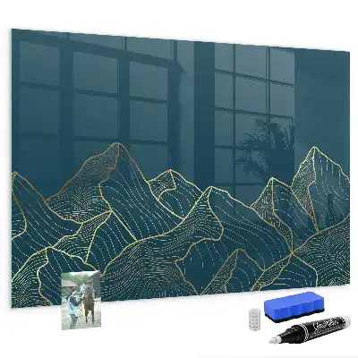 Magnetic dry erase board mountain sketch design