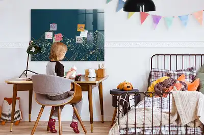 Magnetic dry erase board mountain sketch design