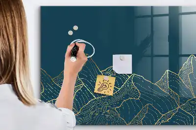 Magnetic dry erase board mountain sketch design