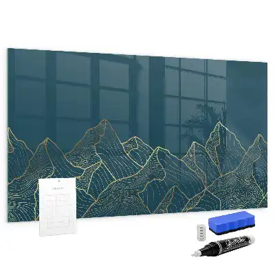 Magnetic dry erase board mountain sketch design