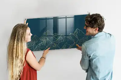Magnetic dry erase board mountain sketch design
