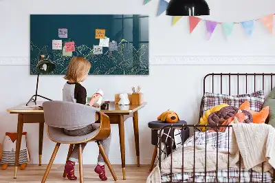 Magnetic dry erase board mountain sketch design