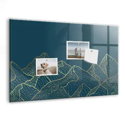 Magnetic dry erase board mountain sketch design