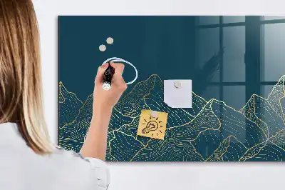 Magnetic dry erase board mountain sketch design