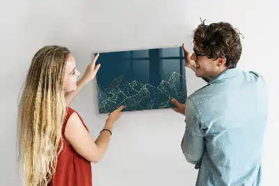 Magnetic dry erase board mountain sketch design