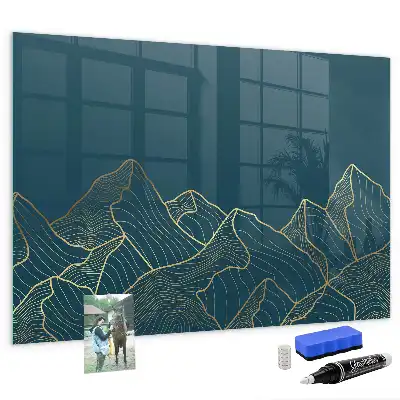 Magnetic dry erase board mountain sketch design