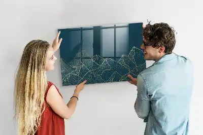 Magnetic dry erase board mountain sketch design