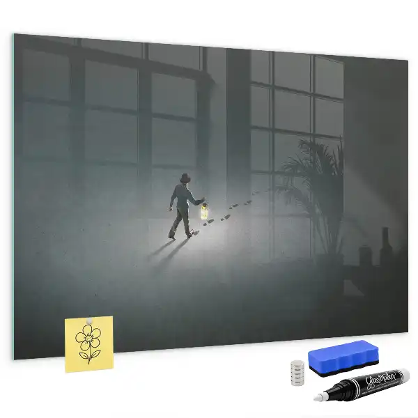 Magnetic dry erase board Wanderer in the dark design