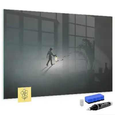 Magnetic dry erase board Wanderer in the dark design