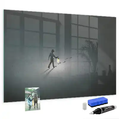 Magnetic dry erase board Wanderer in the dark design