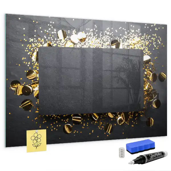 Magnetic dry erase board gold confetti print