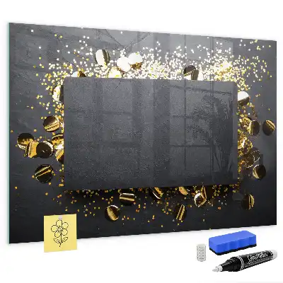 Magnetic dry erase board gold confetti print