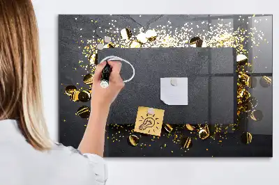 Magnetic dry erase board gold confetti print