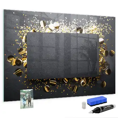 Magnetic dry erase board gold confetti print