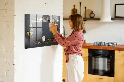 Magnetic dry erase board gold confetti print