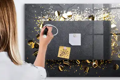 Magnetic dry erase board gold confetti print