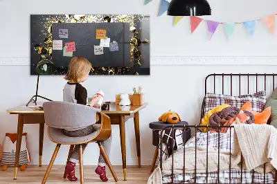 Magnetic dry erase board gold confetti print