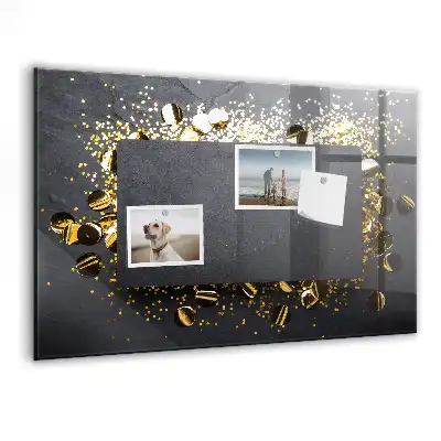 Magnetic dry erase board gold confetti print