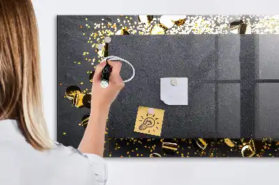 Magnetic dry erase board gold confetti print