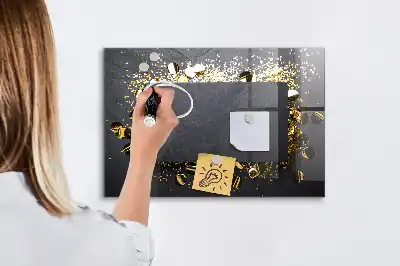 Magnetic dry erase board gold confetti print