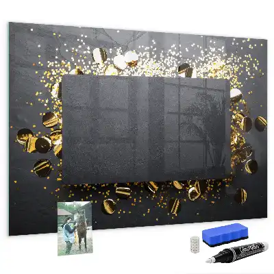 Magnetic dry erase board gold confetti print