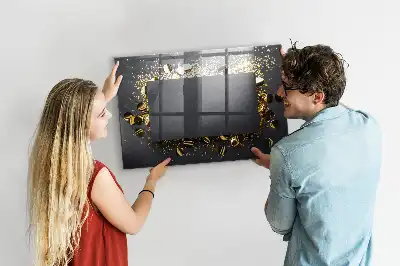 Magnetic dry erase board gold confetti print