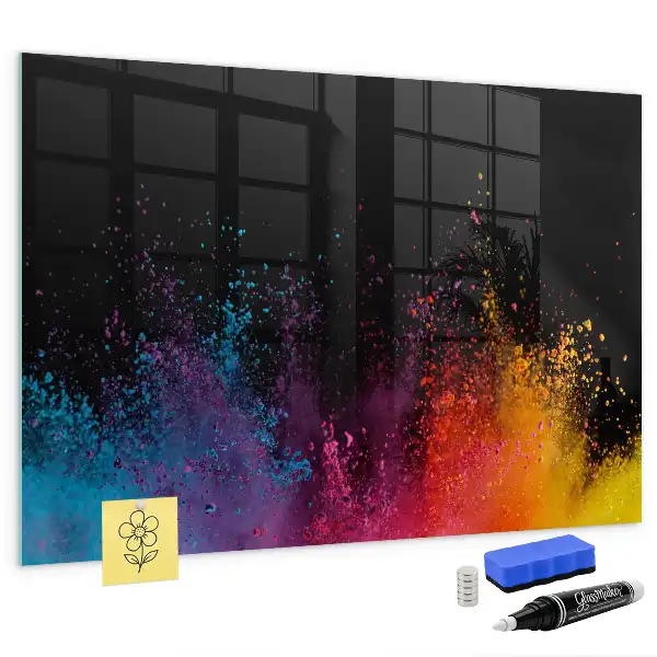 Magnetic dry erase board explosion of colors design