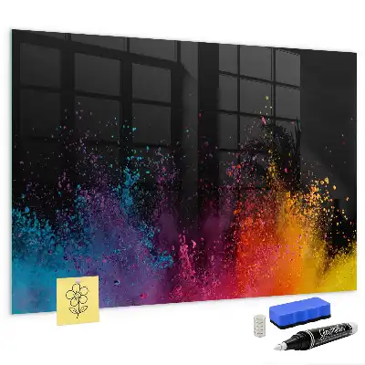 Magnetic dry erase board explosion of colors design
