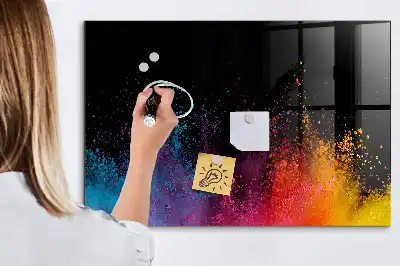 Magnetic dry erase board explosion of colors design