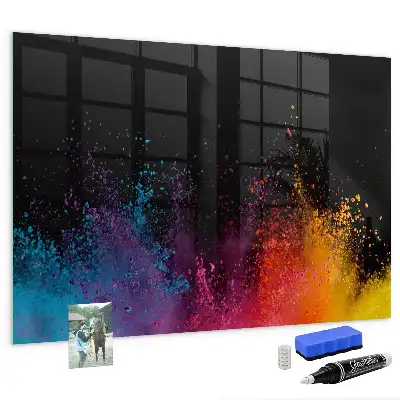 Magnetic dry erase board explosion of colors design