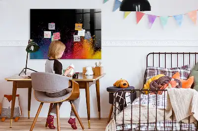 Magnetic dry erase board explosion of colors design