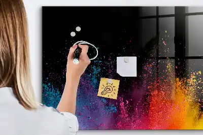 Magnetic dry erase board explosion of colors design