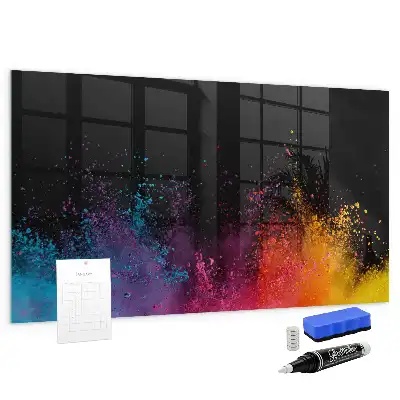 Magnetic dry erase board explosion of colors design