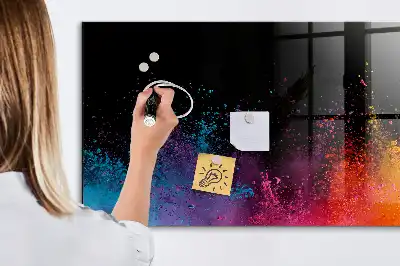 Magnetic dry erase board explosion of colors design