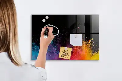 Magnetic dry erase board explosion of colors design