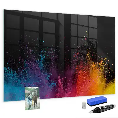 Magnetic dry erase board explosion of colors design