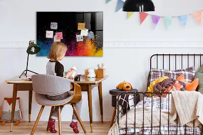 Magnetic dry erase board explosion of colors design