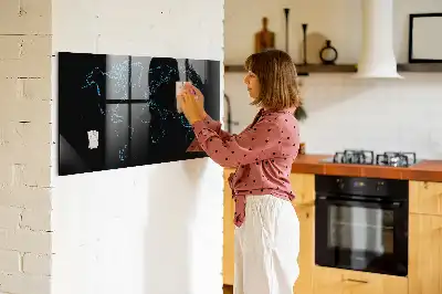 Magnetic dry erase board with world map outline