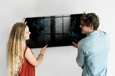 Magnetic dry erase board with world map outline