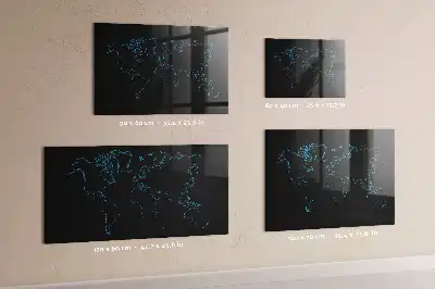 Magnetic dry erase board with world map outline