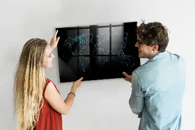 Magnetic dry erase board with world map outline