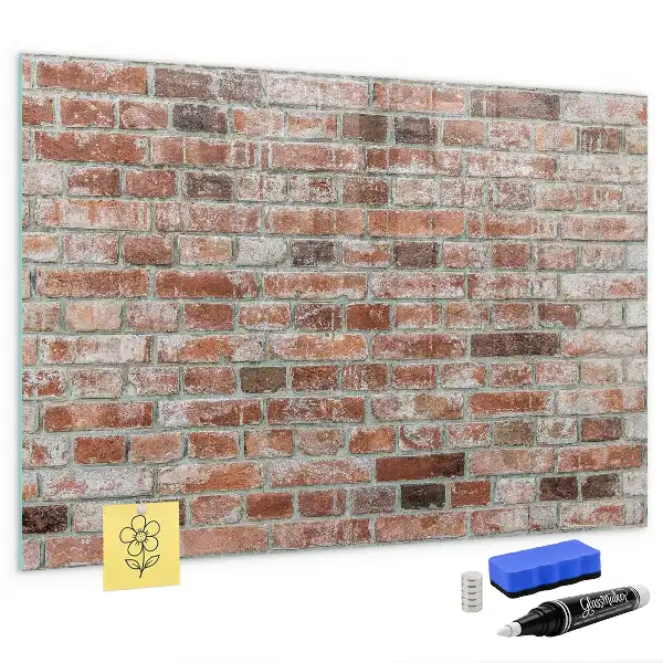 Magnetic dry erase board with a brick wall design